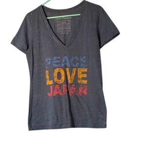 Good Works Peace Love Japan V-Neck Tee - Navy